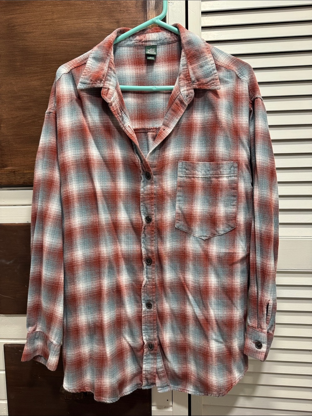 wild fable Red and Gray Plaid Button-Down Men's Shirt